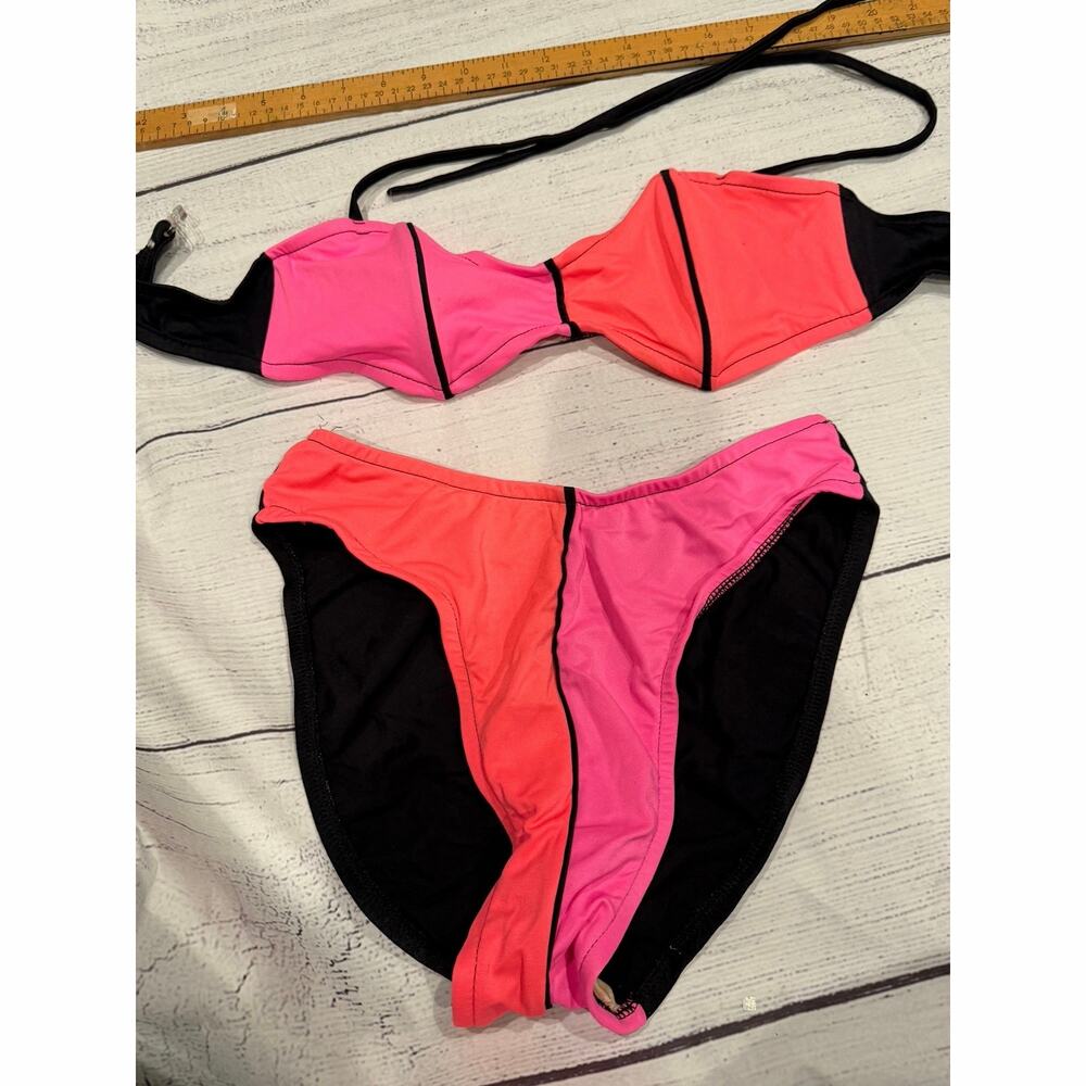 Vintage Neon Colorblock Bikini Y2K Size 7/8